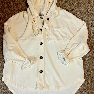 American Eagle Outfitters Cream Textured Shirt